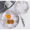 European Style Marble Ceramic Plates, Dinner Set Gold Inlay Porcelain Dessert Plate Steak Salad Snack Cake Plates Tableware,Gray,6inch view 4