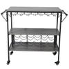 Alivinghome Industrial Bar Cart with Wine Rack and Glass Holder,Mobile Wine Carts with Wheels for The Home,Metal Serving Cart and Kitchen Storage Cart (3 Layer,37.4 inchx15.94 inchx32.68 inch),Black view 1