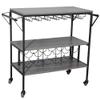 Alivinghome Industrial Bar Cart with Wine Rack and Glass Holder,Mobile Wine Carts with Wheels for The Home,Metal Serving Cart and Kitchen Storage Cart (3 Layer,37.4 inchx15.94 inchx32.68 inch),Black view 3