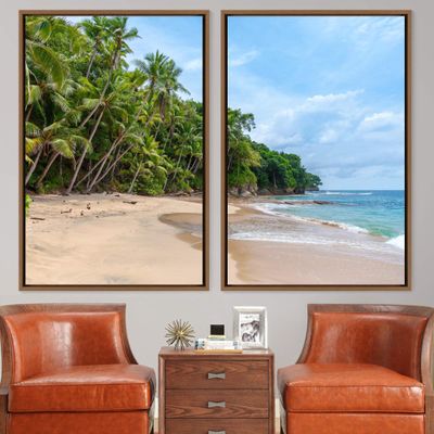 SIGNWIN 2 Piece Framed Canvas Wall Art Coastal Beach Canvas Prints Home Artwork Decoration for Living Room,Bedroom - 24"x36"x2 Panels