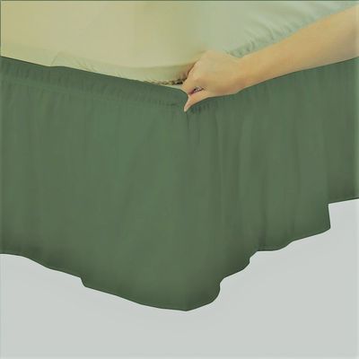 Amuze Bedding Easy Fit Elastic Wrap Around Ruffled BedSkirt Recron 900 Thread Count(Moss, Queen XL, Drop Length 15 Inches)