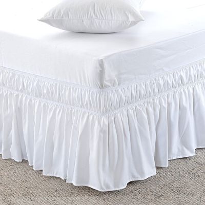 Amuze Bedding Easy Fit Elastic Wrap Around Ruffled BedSkirt Recron 900 Thread Count(White, Twin XL, Drop Length 15 Inches)