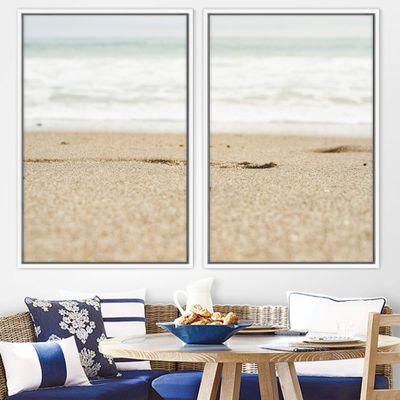 SIGNWIN 2 Piece Framed Canvas Wall Art Coastal Beach Canvas Prints Home Artwork Decoration for Living Room,Bedroom - 24"x36"x2 Panels