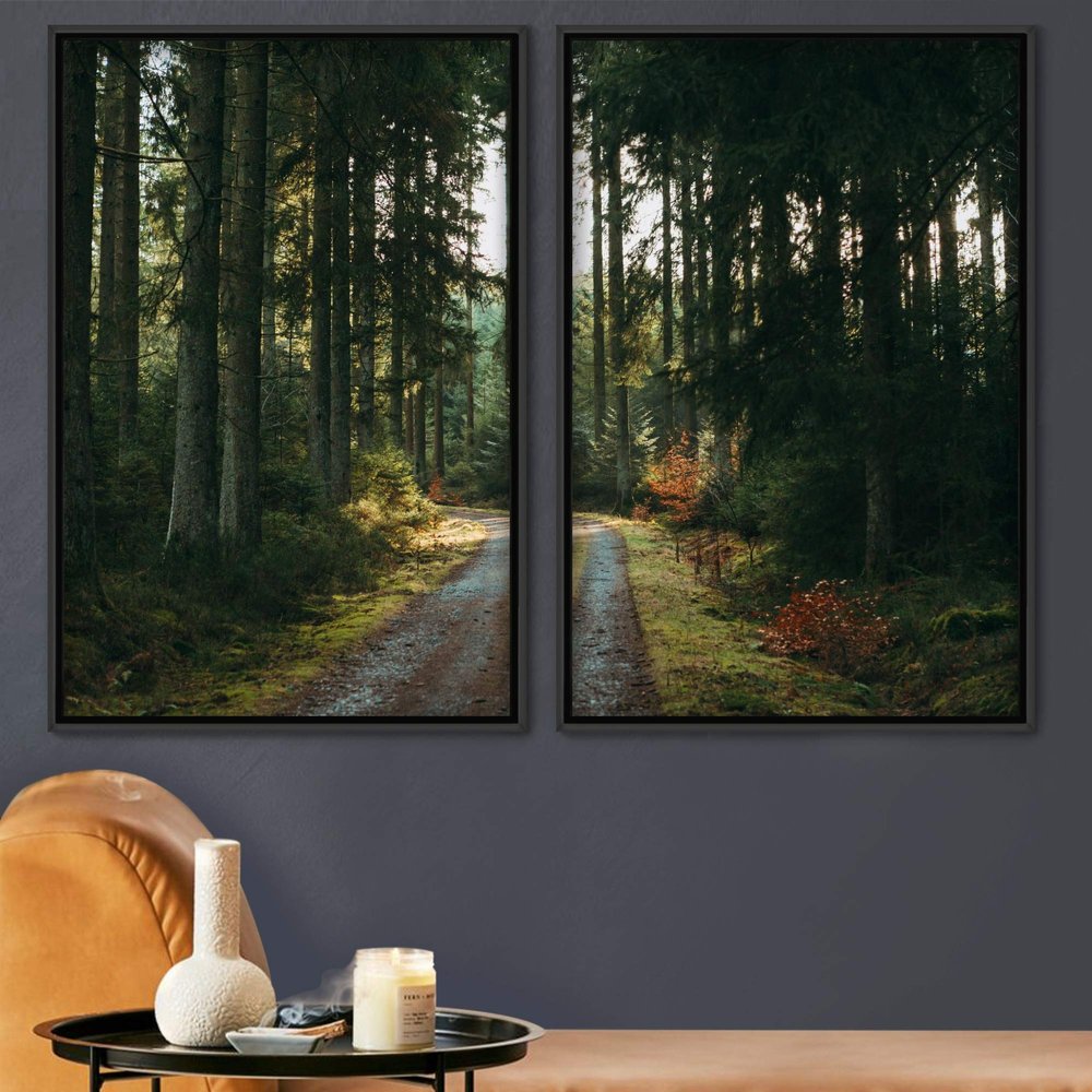SIGNWIN 2 Piece Framed Canvas Wall Art Rustic Woods Canvas Prints Home Artwork Decoration for Living Room,Bedroom - 24"x36"x2 Panels