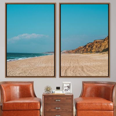 SIGNWIN 2 Piece Framed Canvas Wall Art Coastal Beach Canvas Prints Home Artwork Decoration for Living Room,Bedroom - 24"x36"x2 Panels