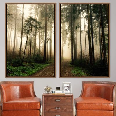 SIGNWIN 2 Piece Framed Canvas Wall Art Rustic Woods Canvas Prints Home Artwork Decoration for Living Room,Bedroom - 24"x36"x2 Panels