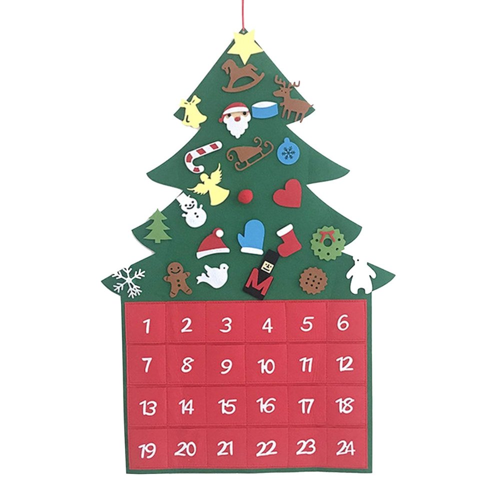Christmas Tree RENRUIRUI- Felt Calendar Children DIY Xmas Gift Set with 24Pcs Detachable Ornaments, Wall-Mounted 60X90CM