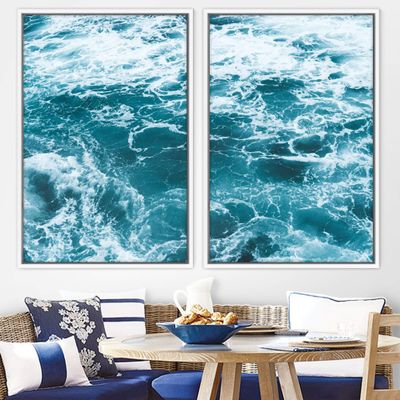 SIGNWIN 2 Piece Framed Canvas Wall Art Coastal Beach Canvas Prints Home Artwork Decoration for Living Room,Bedroom - 24"x36"x2 Panels