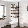 ALLZONE Bathroom Organizer, Over The Toilet Storage, 4-Tier Adjustable Wood Shelves for Small Rooms, Saver Space Rack, 92 to 116 Inch Tall, Narrow Cabinet, Rustic Brown view 1