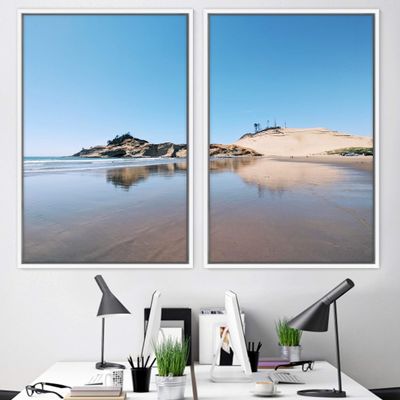 SIGNWIN 2 Piece Framed Canvas Wall Art Coastal Scenery Canvas Prints Home Artwork Decoration for Living Room,Bedroom - 24"x36"x2 Panels