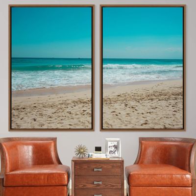 SIGNWIN 2 Piece Framed Canvas Wall Art Coastal Beach Canvas Prints Home Artwork Decoration for Living Room,Bedroom - 24"x36"x2 Panels