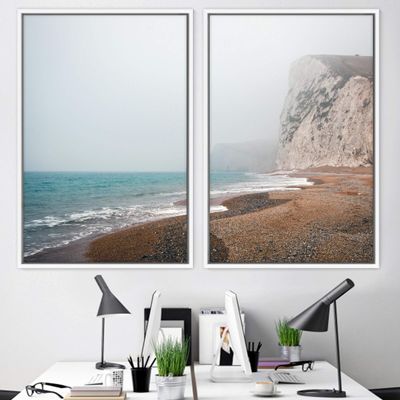 SIGNWIN 2 Piece Framed Canvas Wall Art Coastal Scenery Canvas Prints Home Artwork Decoration for Living Room,Bedroom - 24"x36"x2 Panels