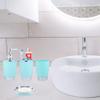 Bathroom Accessories Set 6Pcs Plastic Bath Accessory Set Includes Tumbler, Toothbrush Holder, Soap Dispenser, Soap Dish, Mini Trash Bin, Toilet Brush with Holder, Mint Green view 2