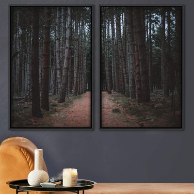 SIGNWIN 2 Piece Framed Canvas Wall Art Rustic Woods Canvas Prints Home Artwork Decoration for Living Room,Bedroom - 24"x36"x2 Panels