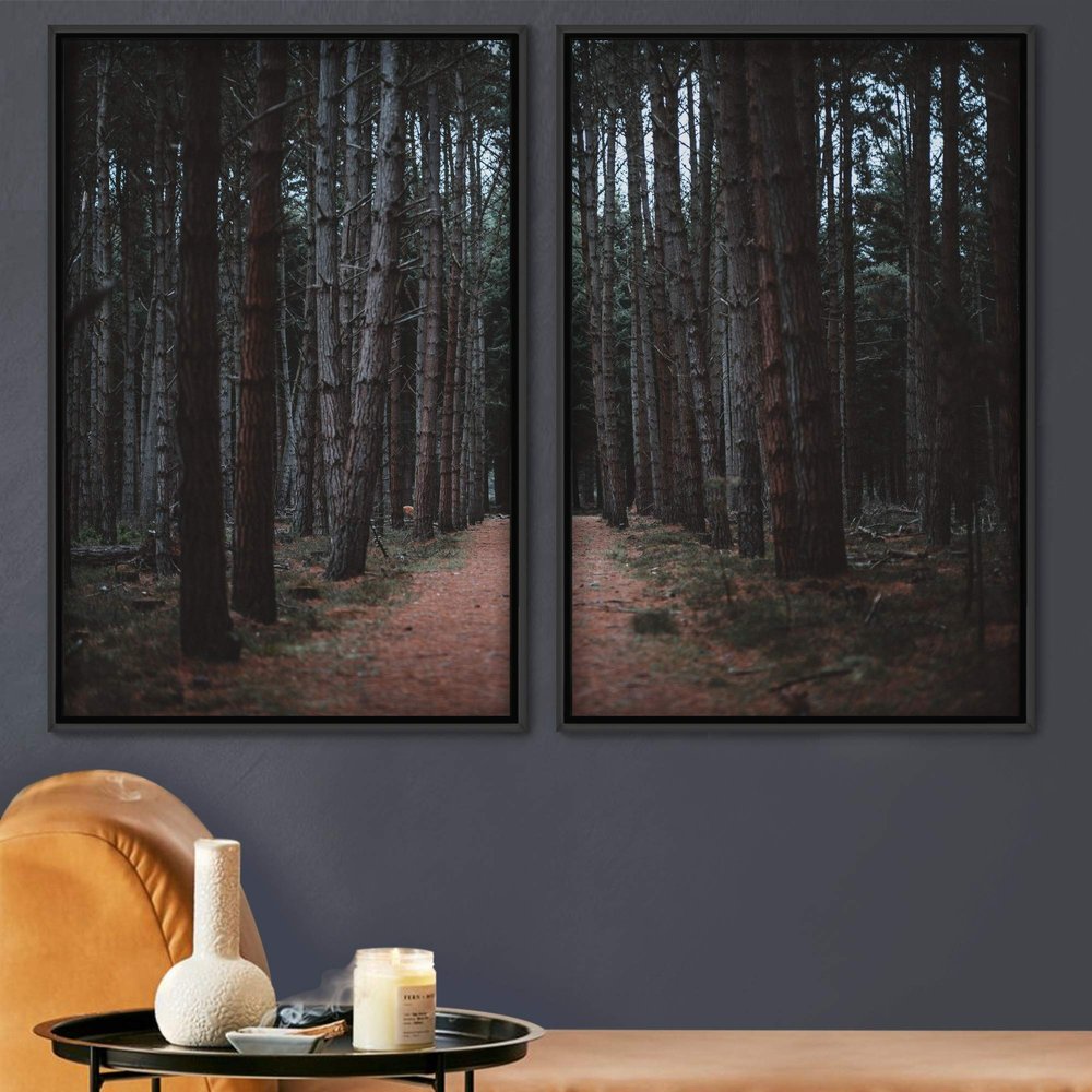 SIGNWIN 2 Piece Framed Canvas Wall Art Rustic Woods Canvas Prints Home Artwork Decoration for Living Room,Bedroom - 24"x36"x2 Panels