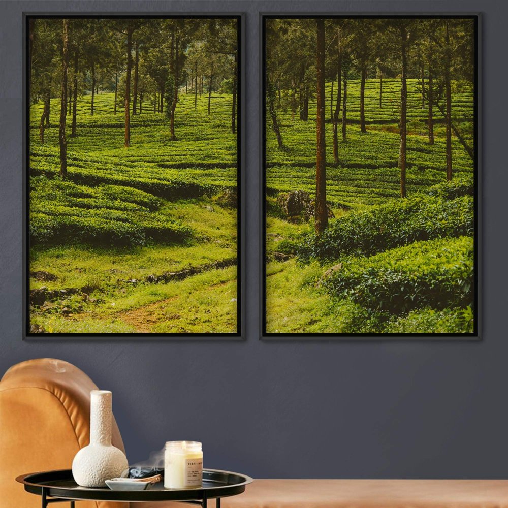 SIGNWIN 2 Piece Framed Canvas Wall Art Rustic Woods Canvas Prints Home Artwork Decoration for Living Room,Bedroom - 24"x36"x2 Panels