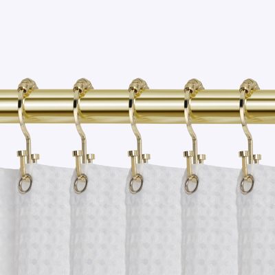Utopia Alley HK1GD Deco Flat Double Roller Shower Curtain Hooks; Gold - Set of 12