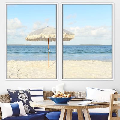 SIGNWIN 2 Piece Framed Canvas Wall Art Coastal Beach Canvas Prints Home Artwork Decoration for Living Room,Bedroom - 24"x36"x2 Panels