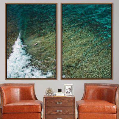 SIGNWIN 2 Piece Framed Canvas Wall Art Coastal Scenery Canvas Prints Home Artwork Decoration for Living Room,Bedroom - 24"x36"x2 Panels