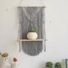 BLUETTEK 3Pcs Macrame Wall Hanging Floating Shelf Set, Handmade Wooden Woven Cotton Cord Hanging Shelf Organizer Hanger view 3