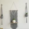 BLUETTEK 3Pcs Macrame Wall Hanging Floating Shelf Set, Handmade Wooden Woven Cotton Cord Hanging Shelf Organizer Hanger view 4