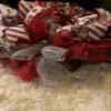Whimsical Christmas wreath, elf ribbon, glitter, large glitter snowflake, tons of ribbon and embellishments view 2