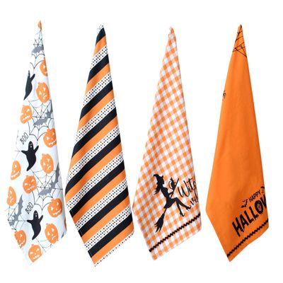 ACCENTHOME Kitchen Towels Set of 4 Super Absorbent Durable Towels Perfect for Kitchen Mess & Drying Dishes 20x28 inch Halloween Design