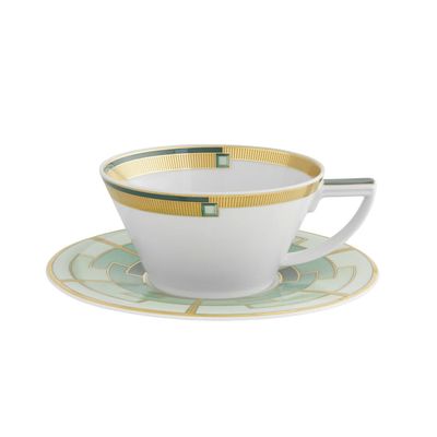 Vista Alegre Emerald Tea Cup and Saucer, Set of 4