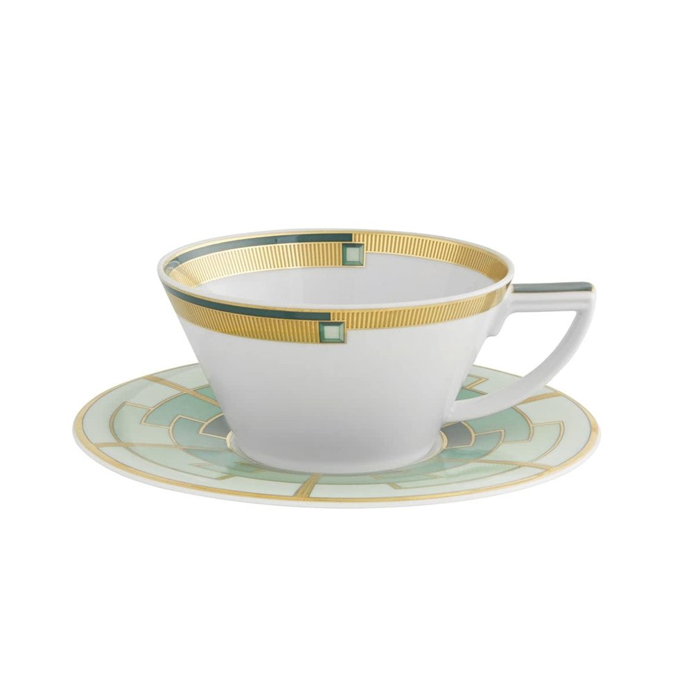 Vista Alegre Emerald Tea Cup and Saucer, Set of 4