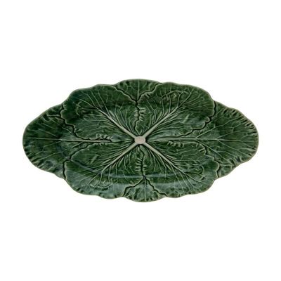 Bordallo Pinheiro Cabbage Oval Platter 15" Green, Set of 2
