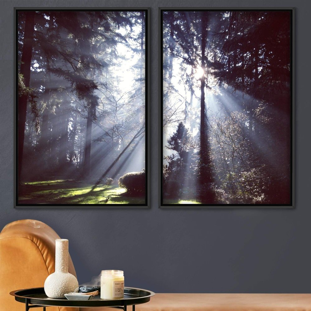 SIGNWIN 2 Piece Framed Canvas Wall Art Rustic Woods Canvas Prints Home Artwork Decoration for Living Room,Bedroom - 24"x36"x2 Panels