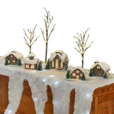 Kovot LED Snow Mantle & Buffet Cover | Icicle Mantle Cover Holiday Decor