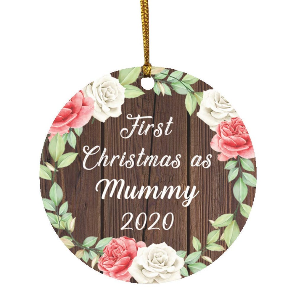 Designsify Christmas Tree Decoration, First Christmas As Mummy 2020, Circle Ornament A, Gifts for Birthday Anniversary Valentines Mom Mothers Fathers Day Party, to Men Women Him Her Friend Mom