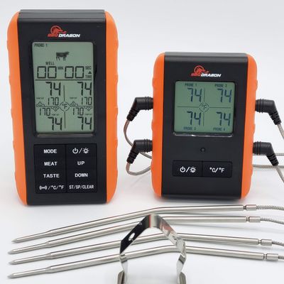 BBQ Dragon Wireless Digital Instant Read Thermometer - Food Thermometer for Cooking  Oven Safe Kitchen with 4 Probes - Meat thermometers for Smokers.