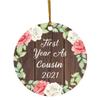Designsify Christmas Tree Decoration, First Year As Cousin 2021, Circle Ornament A, Gifts for Birthday Anniversary Valentines Mom Mothers Fathers Day Party, to Men Women Him Her Friend Mom Dad view 1