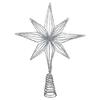 13.75" LED Lighted B/O Silver Glittered Geometric Star Christmas Tree Topper - Warm White Lights view 1