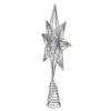 13.75" LED Lighted B/O Silver Glittered Geometric Star Christmas Tree Topper - Warm White Lights view 2