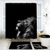 4 PCS Wild Animal Shower Curtain Sets with Non-Slip Rugs and Toilet Lid Cover Lion Dark Grey Majestic Forest King Bath Decor Shower Curtains 72"x 72" with 12 Hooks Durable Waterproof for Bathroom view 3