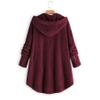 Andongnywell Ladies Button Plush Tops Hooded Loose Cardigan Women's Jacket Solid Color Pullover Tunic Tops (Red Wine,5X-Large) view 2