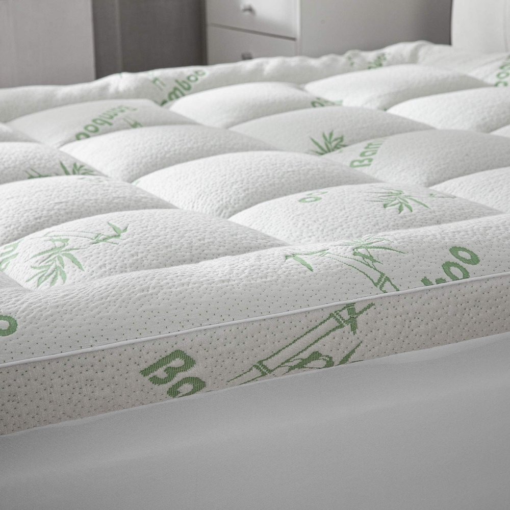 Cooling Mattress Topper - California King Size | Plush Pad Mattress Topper for Back Pain Relief, 8-21" Deep Pocket | Viscose Made from Bamboo Pillow Top | Bedroom Essentials