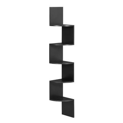 VASAGLE Corner Shelf Wall Mount, 5-Tier Floating Corner Bookshelf, Plant Shelf for Bedroom, Living Room, Bathroom, Home Office, Ink Black