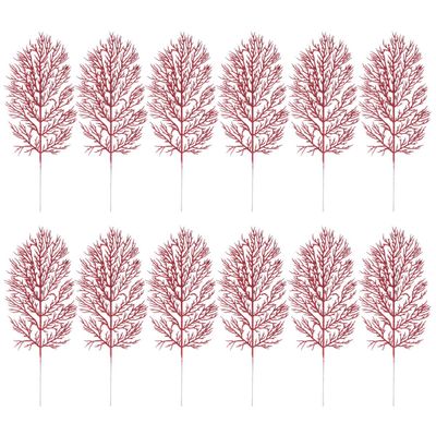 12pcs Christmas Decoration Leaves Christmas Glitter Picks Garland Giltter Small Pine Picks Glitter Leaves s Filler Gold