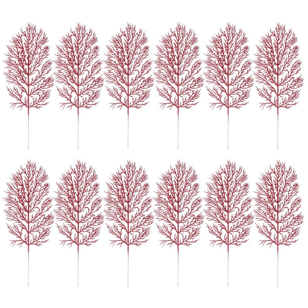 12pcs Christmas Decoration Leaves Christmas Glitter Picks Garland Giltter Small Pine Picks Glitter Leaves s Filler Gold