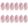 12pcs Christmas Decoration Leaves Christmas Glitter Picks Garland Giltter Small Pine Picks Glitter Leaves s Filler Gold view 1