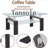 39.4'' Rectangle Glass Coffee Table, Black Coffee Table with Tempered Glass & Metal Legs, 2-Tier Modern Center Table with Storage Shelf, Clear Glass Coffee Tables for Living Room, Apartment, Office view 4
