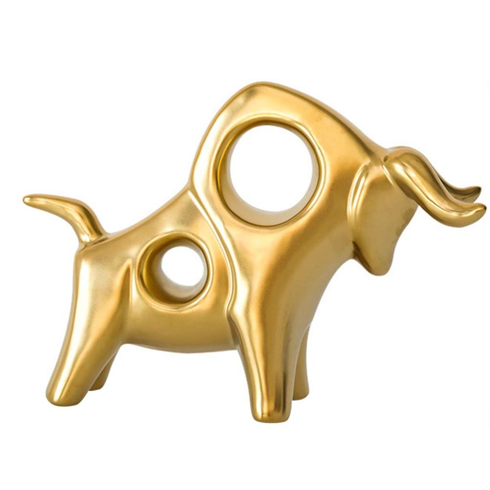 ABOOFAN Golden Feng Shui Bull Statue Ox Figure Statues Chinese Zodiac Cow Table Decor Bull Art Decor Bull Figurines for Home Indoor 2021 Chinese New Year Home Decoration