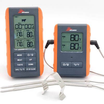 BBQ Dragon Instant Read Grill Thermometer - Wireless Meat Thermometer, Smoker Thermometer, 2 Probes, BBQ Temperature Probe, Meat Thermometer for Grill, Oven Safe
