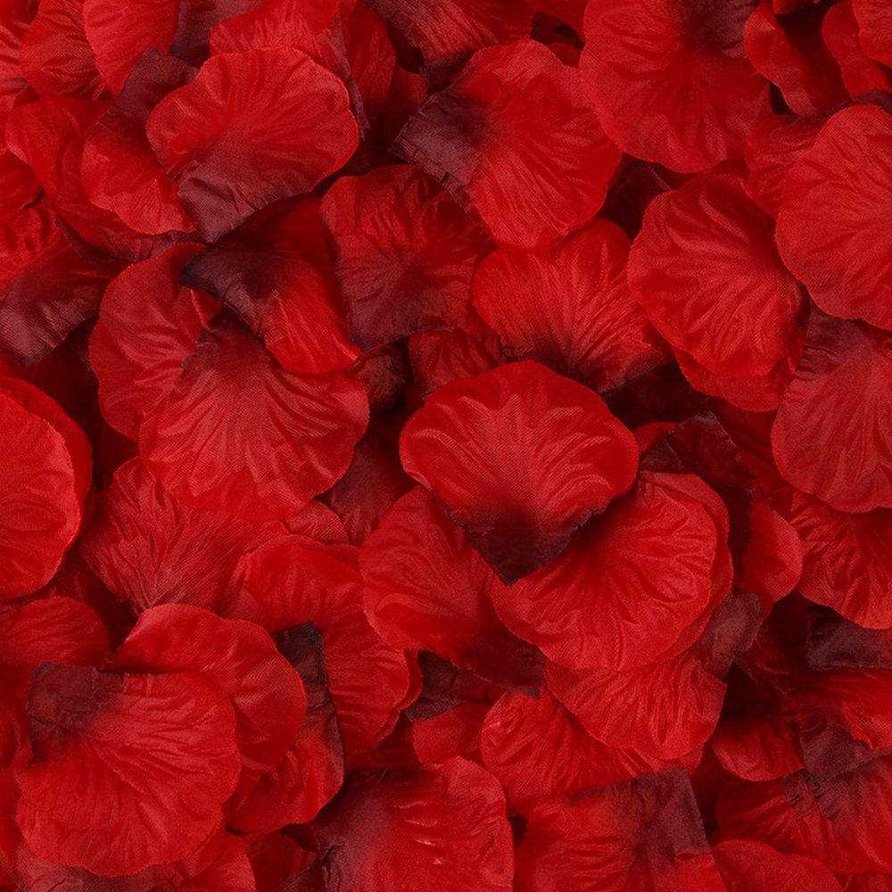 DJBM 1000 Pieces Rose Petals Artificial Flower Petals for Wedding Party Decoration Red Black