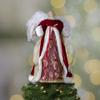 18" Red and Gold Angel in a Dress Christmas Tree Topper - Unlit view 2