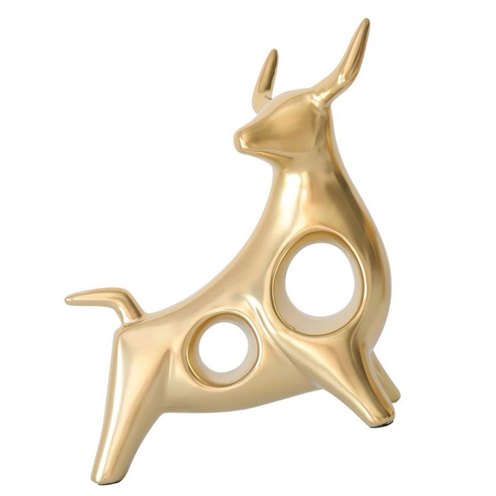 ABOOFAN Golden Feng Shui Bull Statue Ox Figure Statues Chinese Zodiac Cow Table Decor Bull Art Decor Bull Figurines for Home Indoor 2021 Chinese New Year Home Decoration
